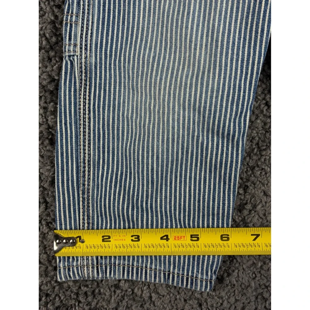 OshKosh Bgosh Toddler 24M Hickory Stripe Denim Overalls Blue White Vestbak Bib